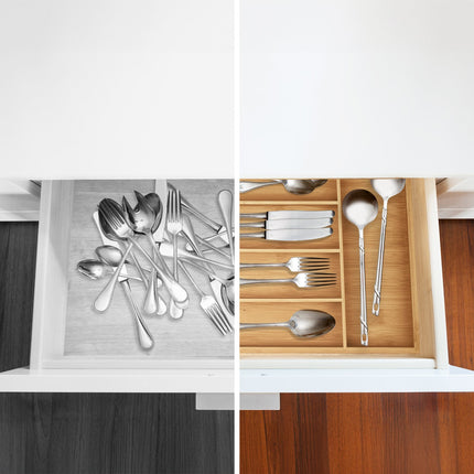 Cutlery tray in bamboo with 5 compartments