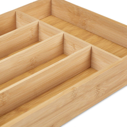 Cutlery tray in bamboo with 5 compartments