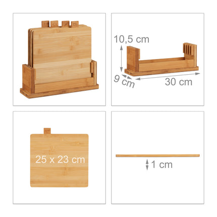 Cutting board set of 4 with stand