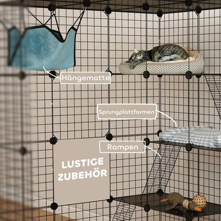 DIY Cat Cage with Activity Center, 4 Levels, 5 Doors
