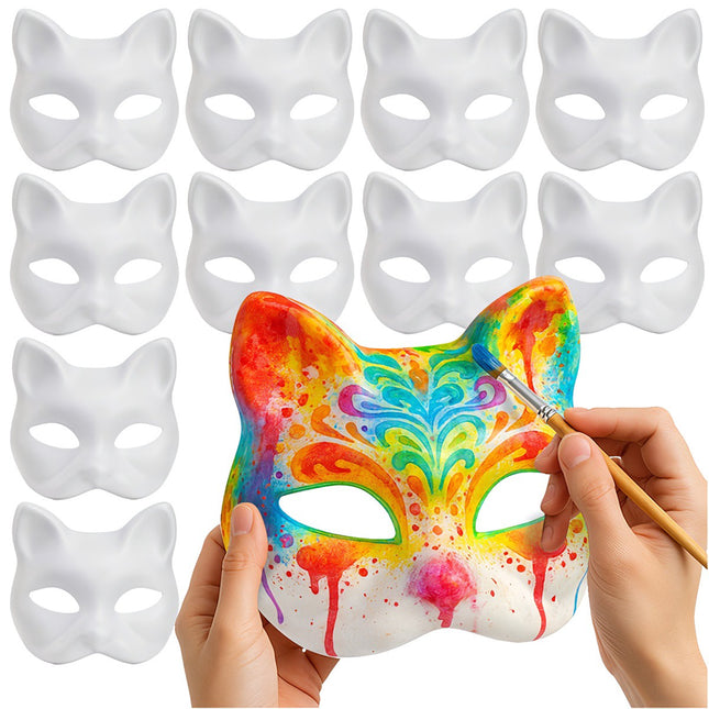 DIY Cat Masks, 10 Pcs Set for Painting & Crafts