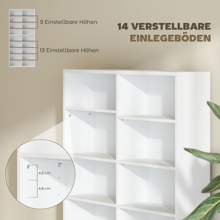 CD/DVD/Blu-ray Storage Rack, 14 Adjustable Shelves, White