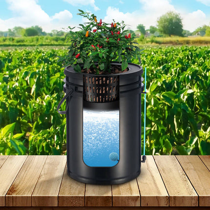 DWC Hydroponic System, 4 x 5-Gallon Buckets, Top Drip