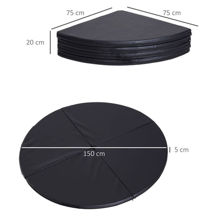 Black shock-absorbing dance pole mat, Ø 150cm, foldable