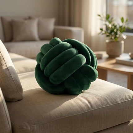 Dark Green Knot Pillow – 25 cm, Polyester Foam