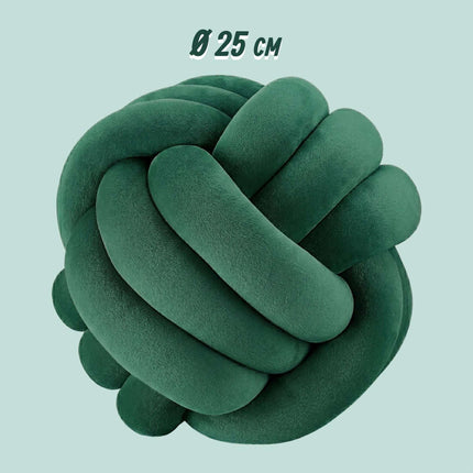 Dark Green Knot Pillow – 25 cm, Polyester Foam