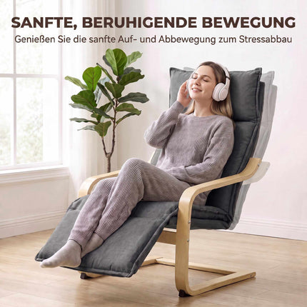 Dark Grey Lounge Chair with Footrest and Rocking Motion
