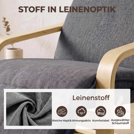 Dark Grey Lounge Chair with Footrest and Rocking Motion
