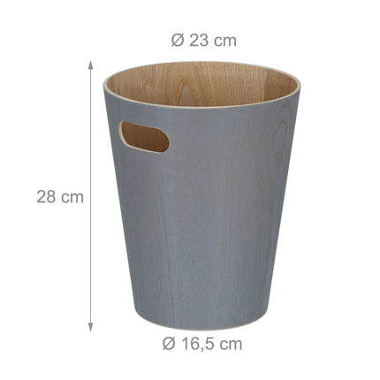 Dark gray wooden wastebasket