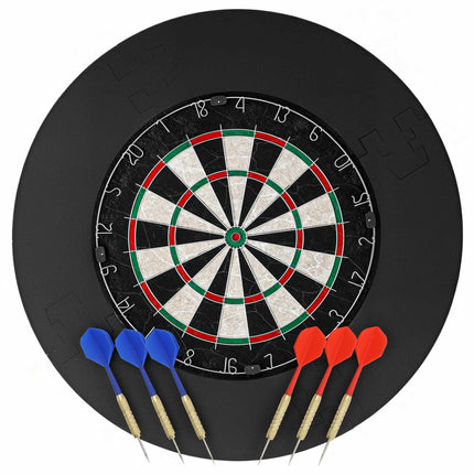 Dartboard Set with Sisal Board, Safety Ring, 6 Steel Darts