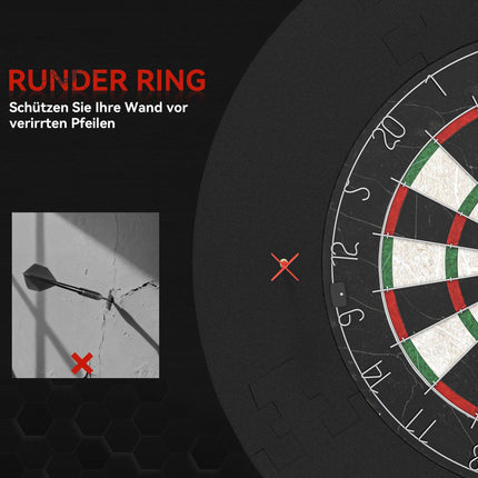 Dartboard Set with Sisal Board, Safety Ring, 6 Steel Darts