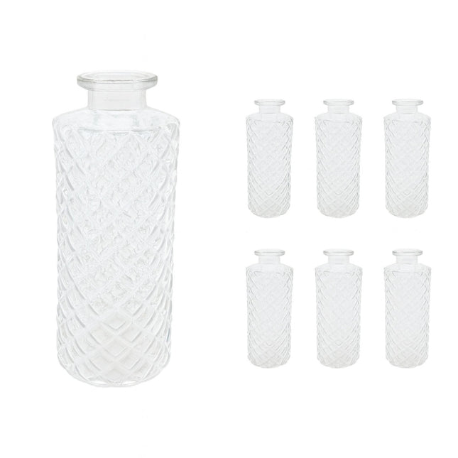 Decorative Glass Mini Vases Set of 6 – Textured Design