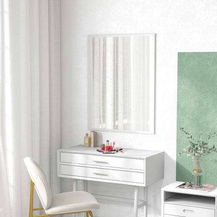 Decorative Wall Mirror, 70 x 90 cm, White MDF Frame
