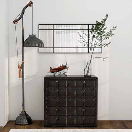 Decorative Wall Mirror, Black Metal Frame, 50x110 cm