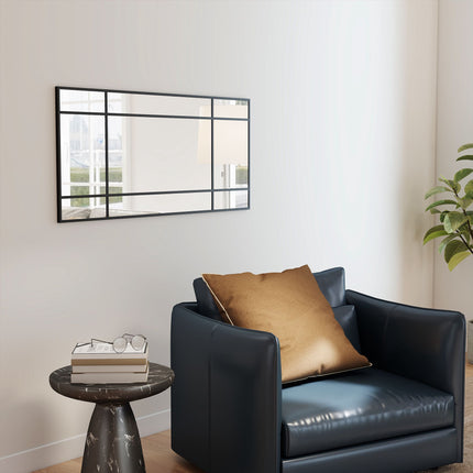 Decorative Wall Mirror, Black Metal Frame, 50x110 cm