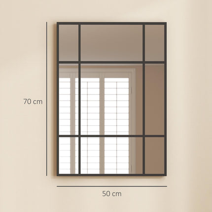 Decorative Wall Mirror, Black Metal Frame, 50 x 70 cm