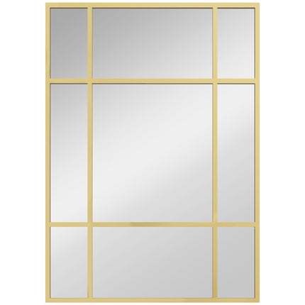 Decorative Wall Mirror, Gold Metal Frame, 50x70 cm