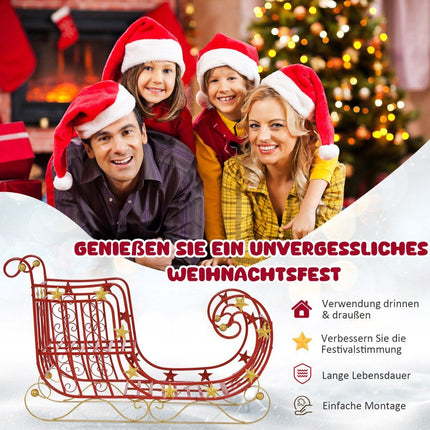Decorative sleigh for Christmas metal sleigh Christmas decoration 99 x 36 x 61 cm red