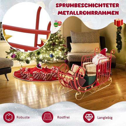 Decorative sleigh for Christmas metal sleigh Christmas decoration 99 x 36 x 61 cm red