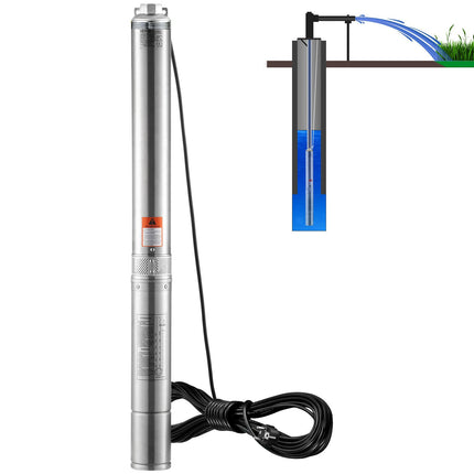 Deep Well Submersible Pump, 1100W, 105 m Head, IP68