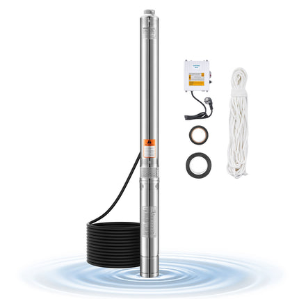 Deep Well Submersible Pump, 550W 230V, 65 L/min, Stainless Steel