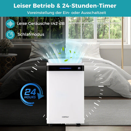 Dehumidifier 28.5L/Day, 35m² Coverage, 4 Modes, White