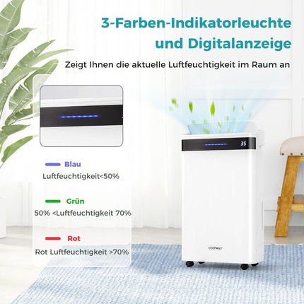 Dehumidifier 28.5L/Day, 35m² Coverage, 4 Modes, White