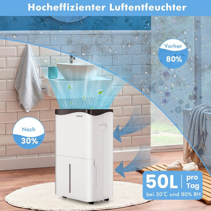 Dehumidifier Room Dehumidifier Mobile Dehumidifier Electric Dehumidifier 25L/24h Room size approx. 60m²