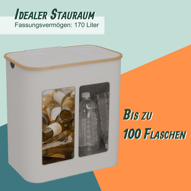 Pojemnik na butelki kaucyjne do recyklingu, 2 sekcje, 60-100 butelek