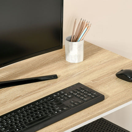 Desk bookcase with shelves - oak and white, large storage space