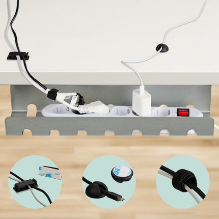 Desk Cable Trays Set, Steel Cable Management for PC/TV
