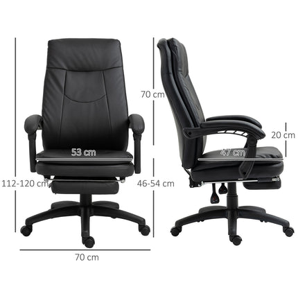 Ergonomic black office chair with footrest, padded backrest