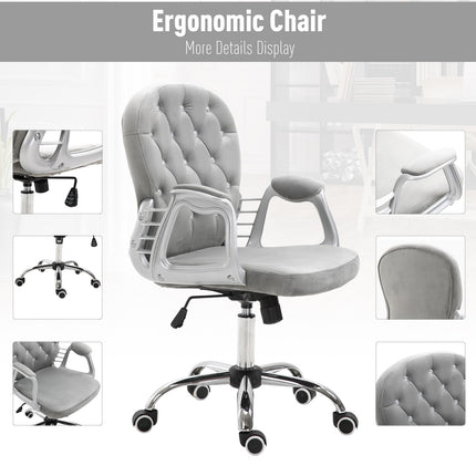Ergonomic gray office chair - adjustable padded backrest