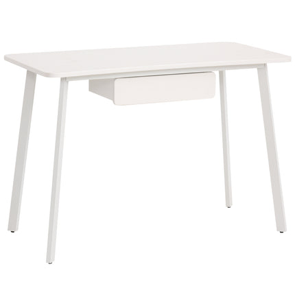 Elegant white office table with drawers, MDF & steel, 120x60x76 cm