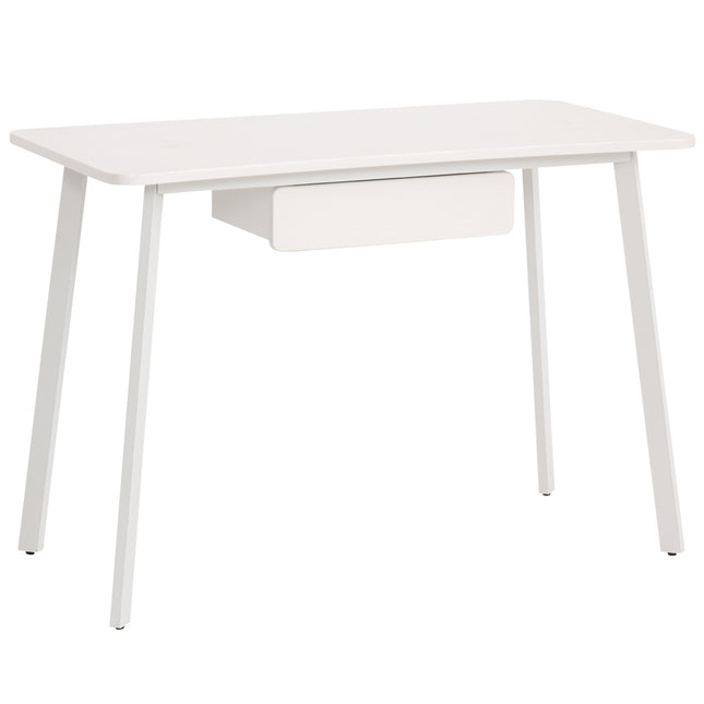 Elegant white office table with drawers, MDF & steel, 120x60x76 cm
