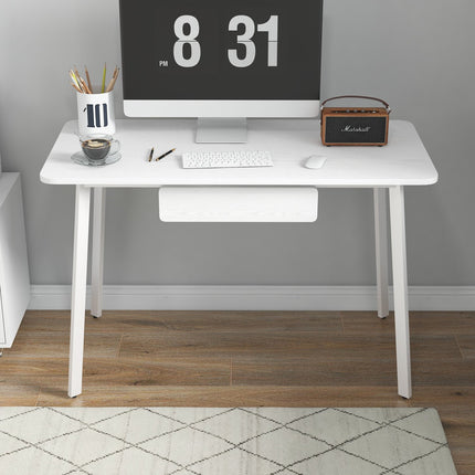 Elegant white office table with drawers, MDF & steel, 120x60x76 cm