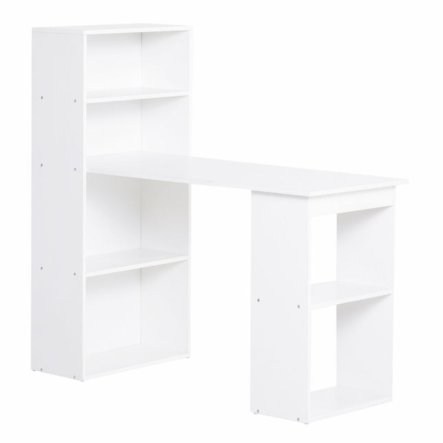 White Desk Kitchen Table With Shelf - 120x55x120 cm