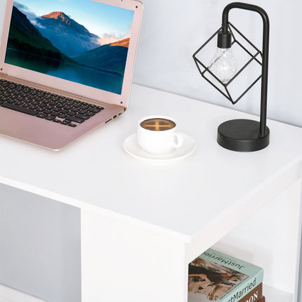 White Desk Kitchen Table With Shelf - 120x55x120 cm