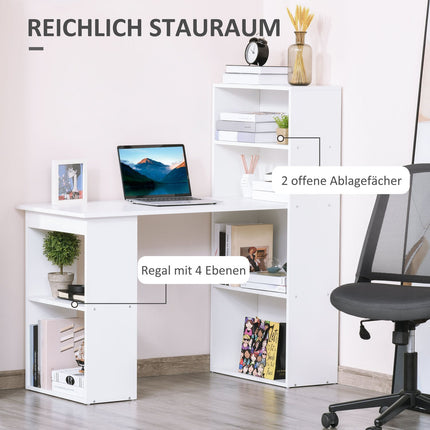 White Desk Kitchen Table With Shelf - 120x55x120 cm
