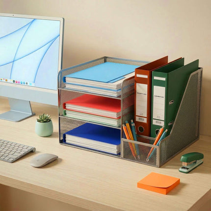 Desk Organizer, Metal Mesh, 5 Compartments