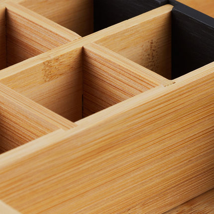 Desk Organizer with 9 Compartments, Bamboo Storage
