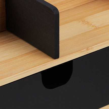 Desk Organizer with 9 Compartments, Bamboo Storage