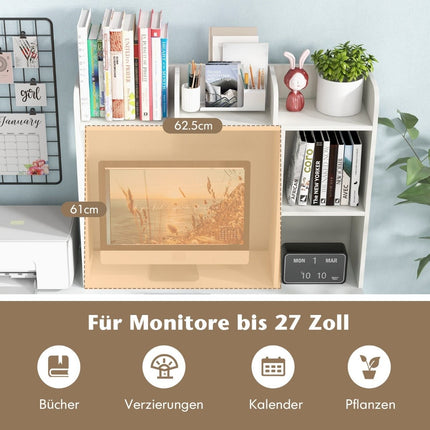 Desk Shelf Multipurpose Wooden Table Shelf 3 Tier Computer Desk Display Shelf White
