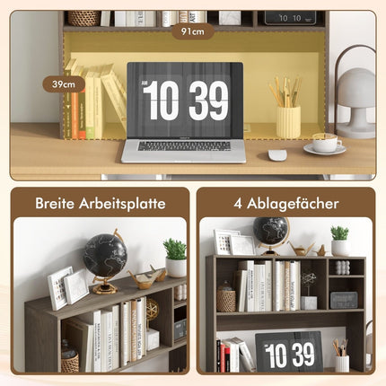 Desk Shelf with 4 Compartments, 94x25x73 cm, Grey