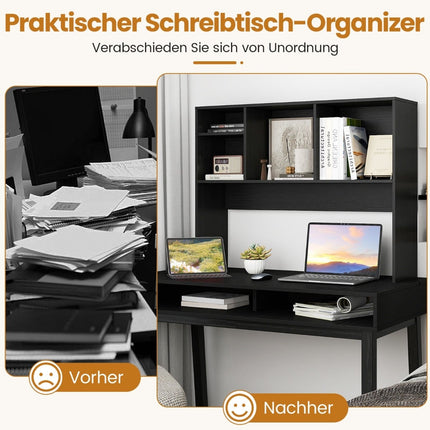 Desk Shelf with 4 Compartments, Black, 94x25x73 cm
