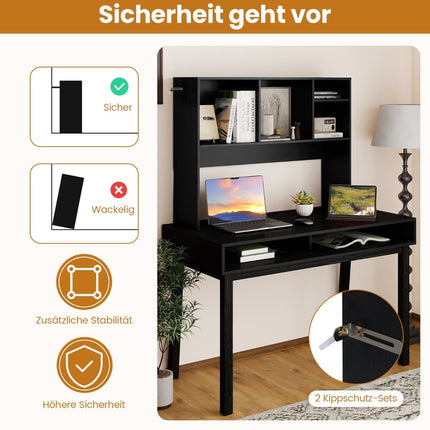 Desk Shelf with 4 Compartments, Black, 94x25x73 cm