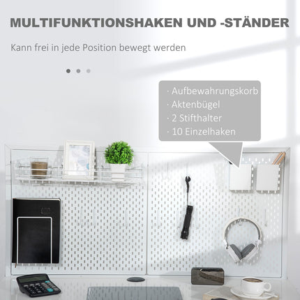 White & Gray Desk - Cloth bag, 2 drawers, Note grid