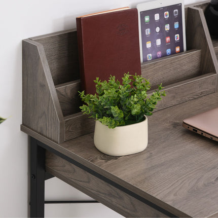 Industrial computer table with shelf and drawer - Grey/black