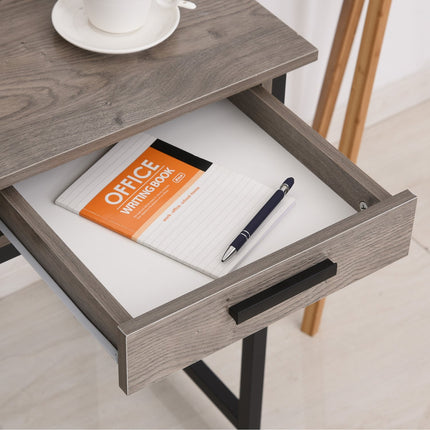 Industrial computer table with shelf and drawer - Grey/black