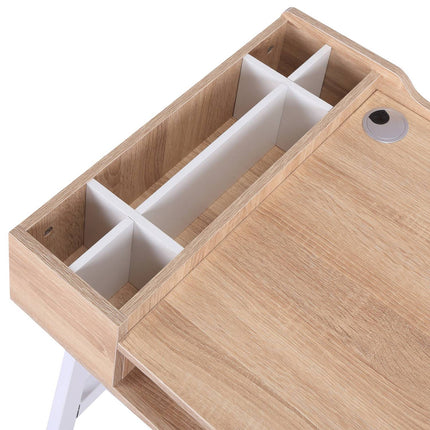 Computer desk with wide top and storage compartment